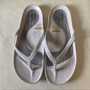 White Arch Support Flip-Flops